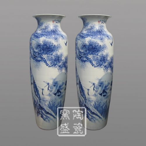 定制開業(yè)慶典專屬擺件 1.8米落地青花大花瓶，陶瓷藝術(shù)的華彩綻放
